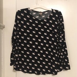 Swan printed 3/4 sleeve t-shirt