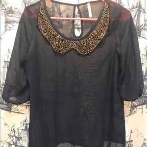 Sheer navy blue blouse