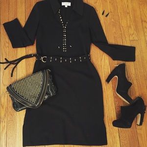 St. John's dress (black knit gold accents & belt)