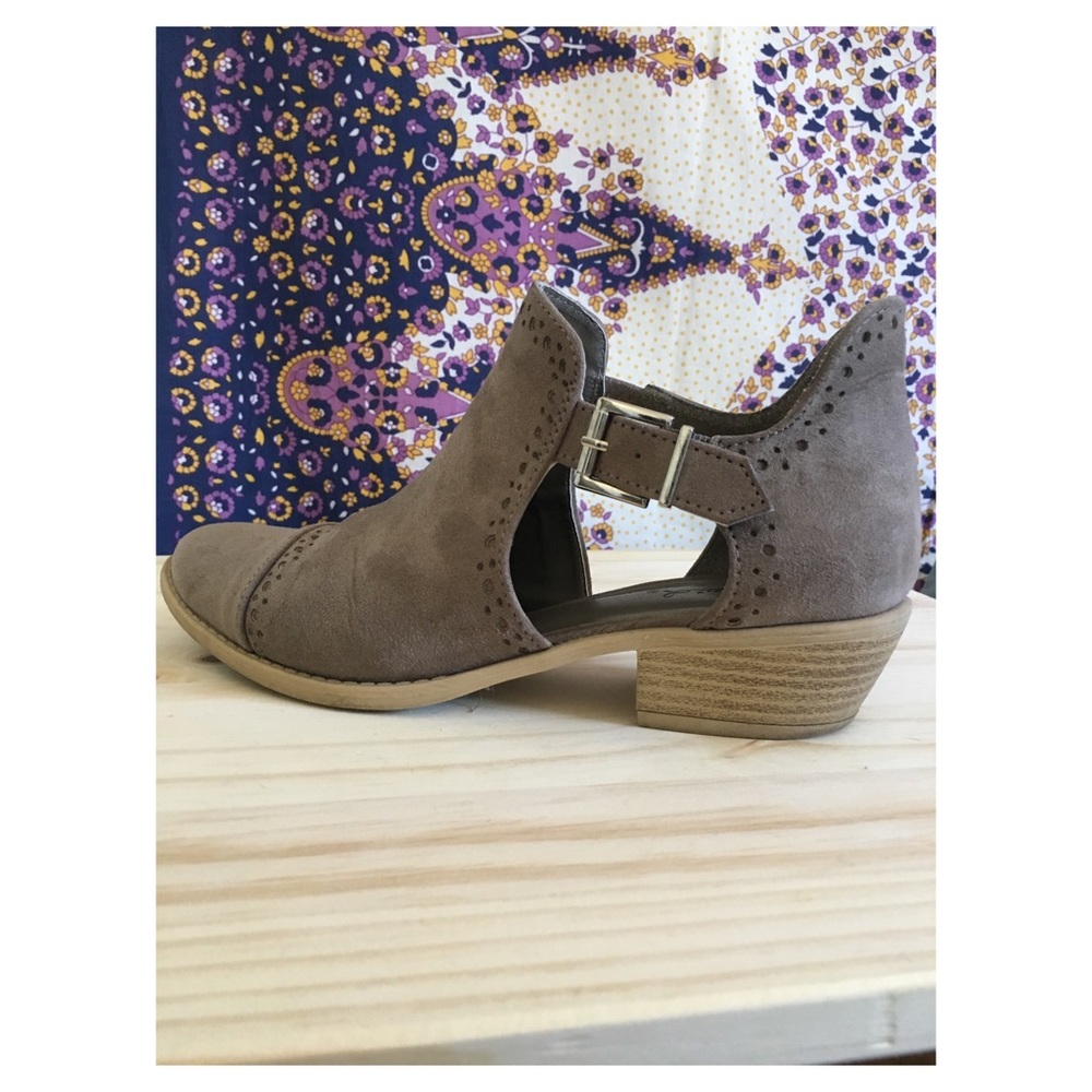 Suede cute out booties
