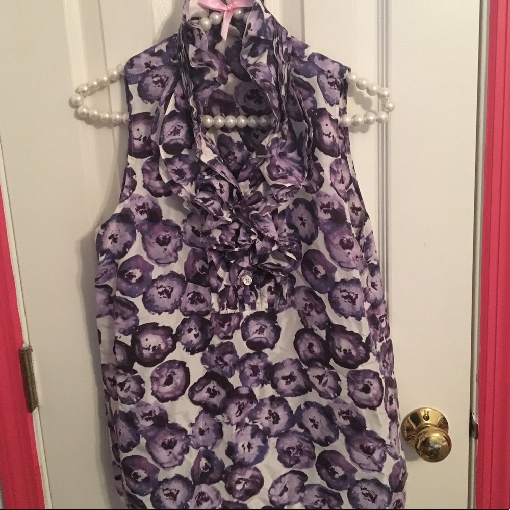 J Crew Floral Silk Blouse Size 10