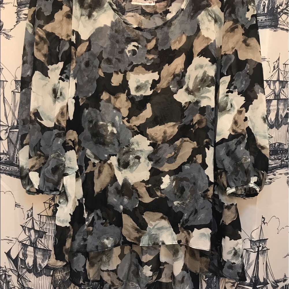 Sheer blue floral top