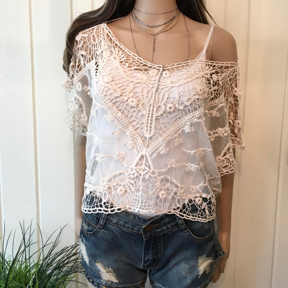 EMBROIDERED LACE COVER - Picture 1 of 5