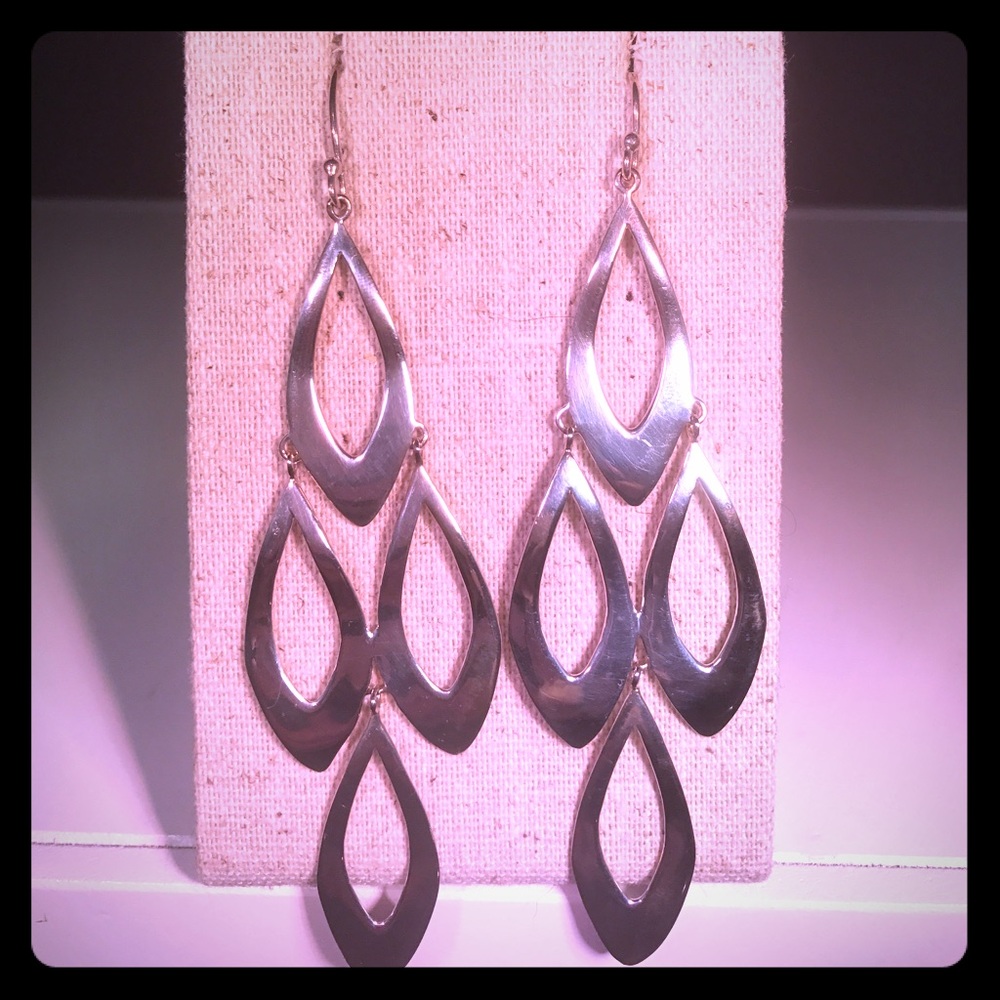 Silver Stella & Dot Teardrop Dangle Earrings