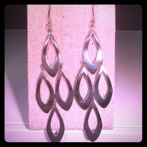 Silver Stella & Dot Teardrop Dangle Earrings