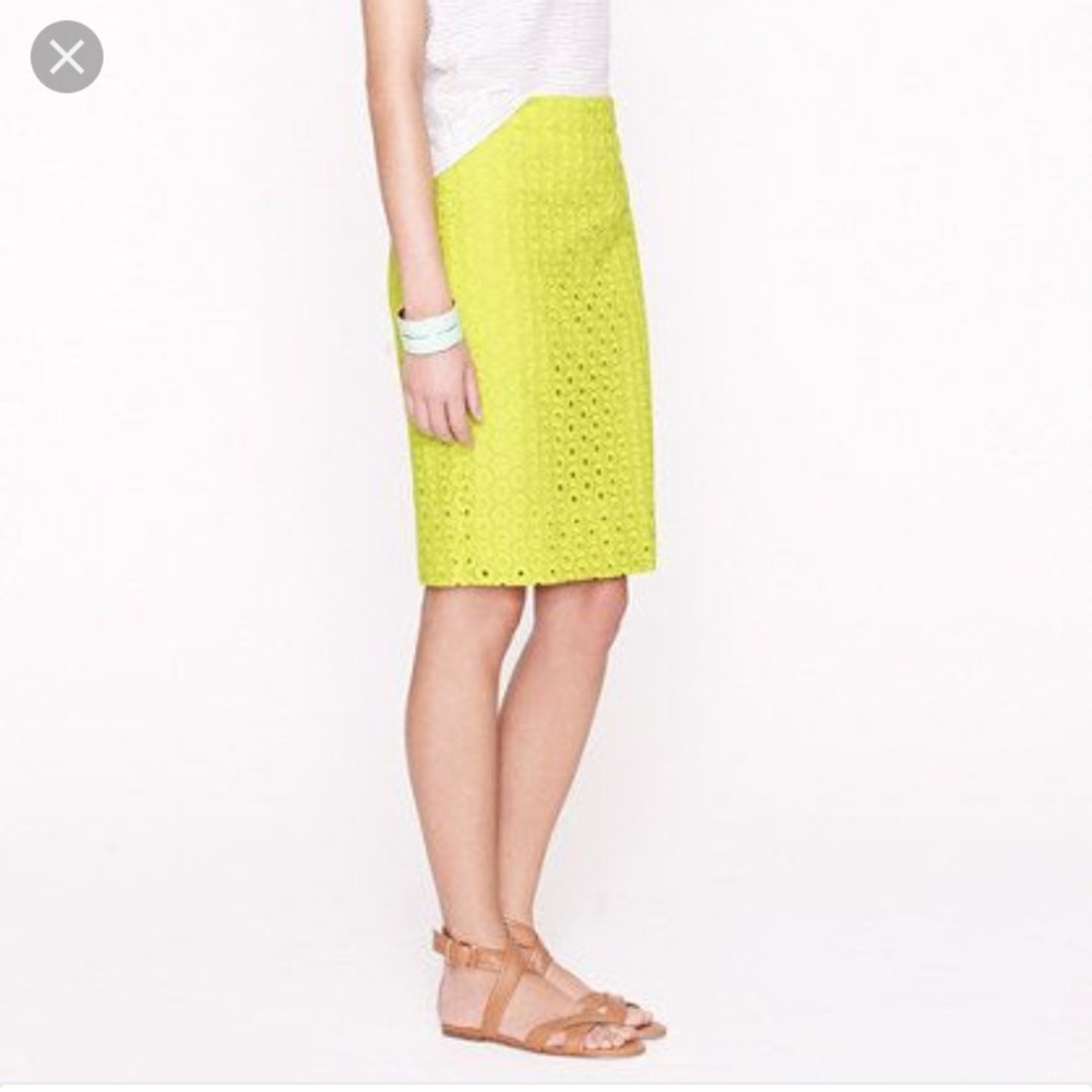 J.crew No.2 pencil skirt in bright green/yellow!
