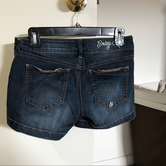 Indigo rein shorts This Indigo Rein Denim Shorts is guaranteed authentic. It's crafted with 98% Cotton/2% spandex.