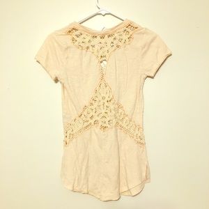 Free People Lace Cut Out Back T-Shirt Small
