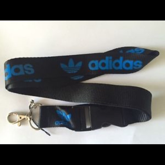 New Adidas Lanyard ID Badge Holder Black & Blue - Picture 2 of 2