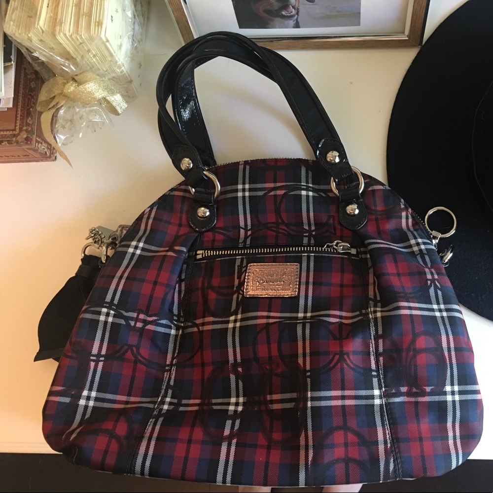 Coach plaid poppy collection purse
