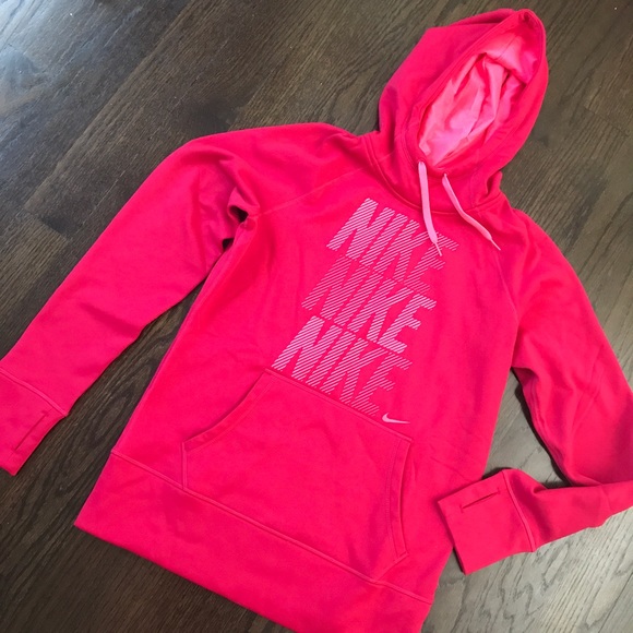 Nike Tops - Nike Hot Pink Therma Fit Hooded Sweatshirt