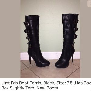 Just Fab Stiletto High Heel Boots, 7.5, Black