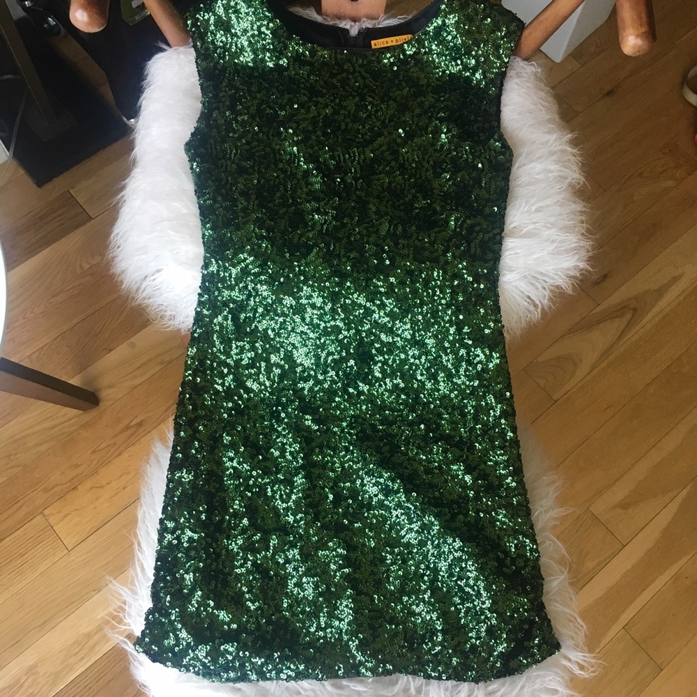 Alice + Olivia Green Sequin Dress