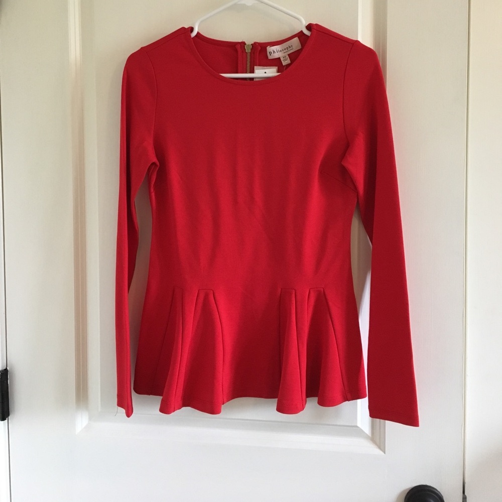 NWT Philosophy Peplum Long Sleeve Top