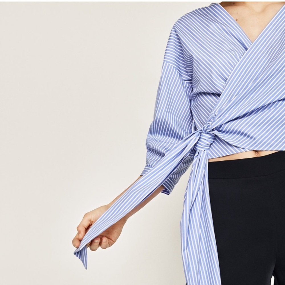 Zara striped crossover shirt!