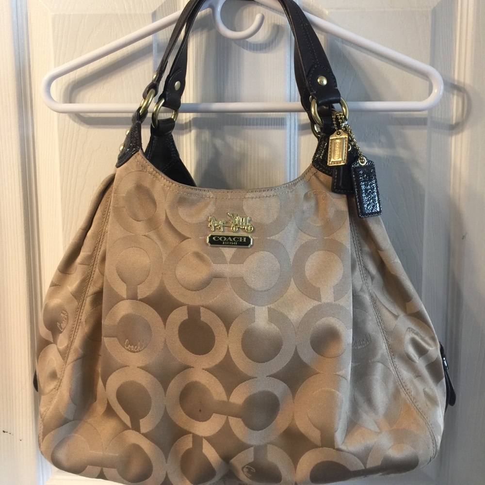 Coach satin tan Hobo style bag.