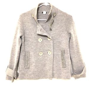 J. Crew Gray Merino Wool Peacoat Sweater Jacket XS