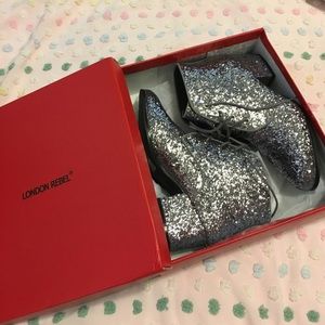 London Rebel glitter lace up booties 8.5