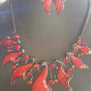 Gorgeous lava bib necklace set.
