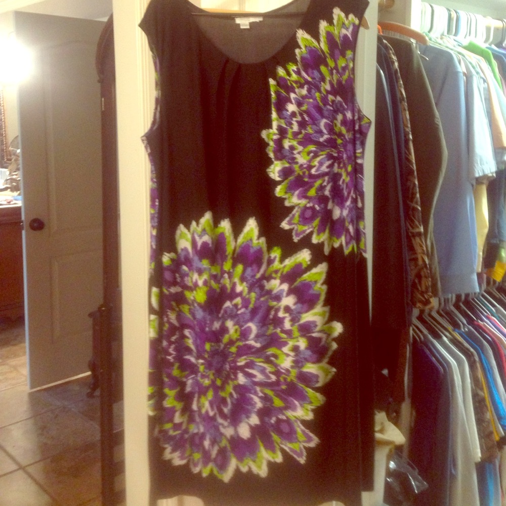 Black dress with purple flower accents