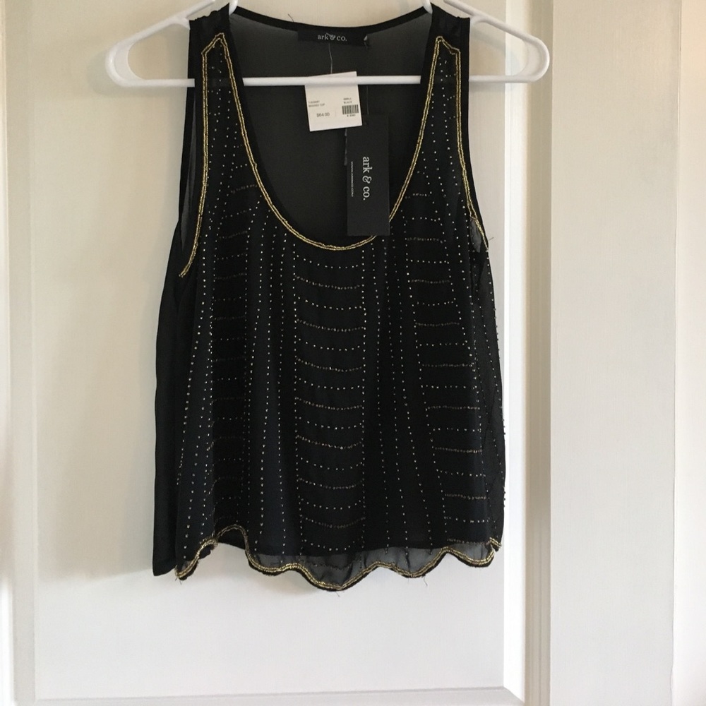 NWT Ark & Co. Black Beaded Top