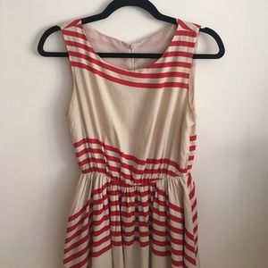 Red Striped Linen Fit & Flare Dress
