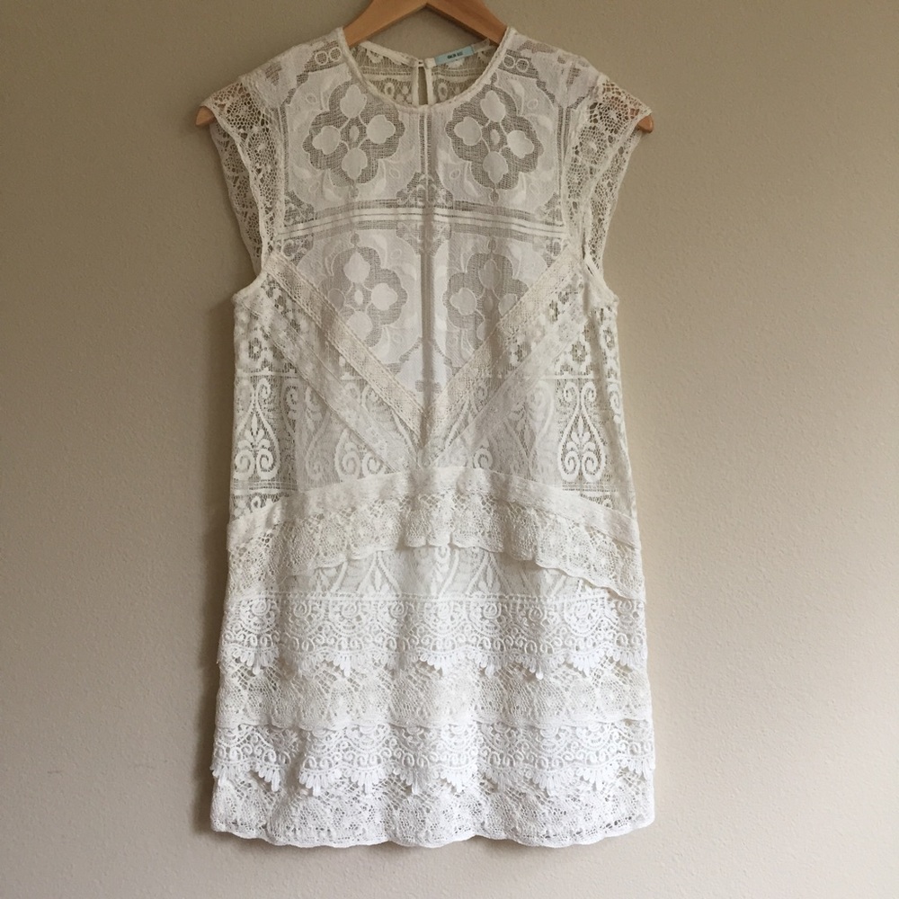 UO White Crochet Dress XS