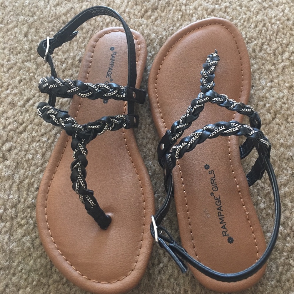 Girls black & silver sandals.