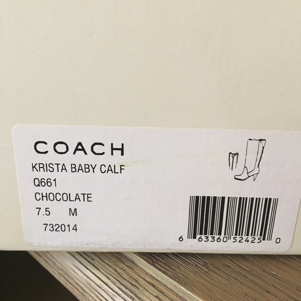 Coach boots, chocolate, 7.5. Krista Baby Calf - Picture 4 of 8