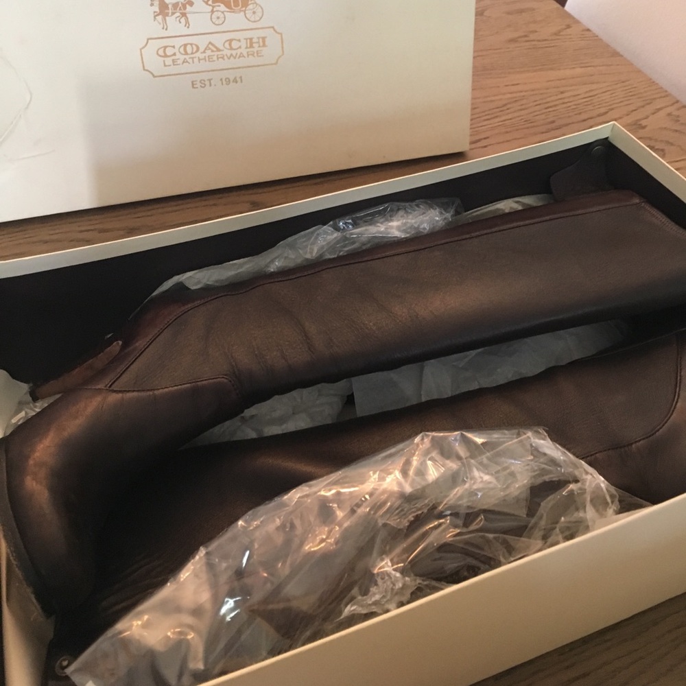 Coach boots, chocolate, 7.5. Krista Baby Calf