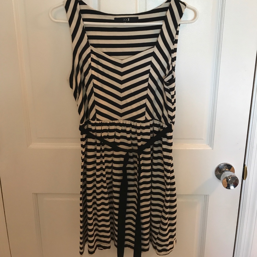 Black and white striped dress