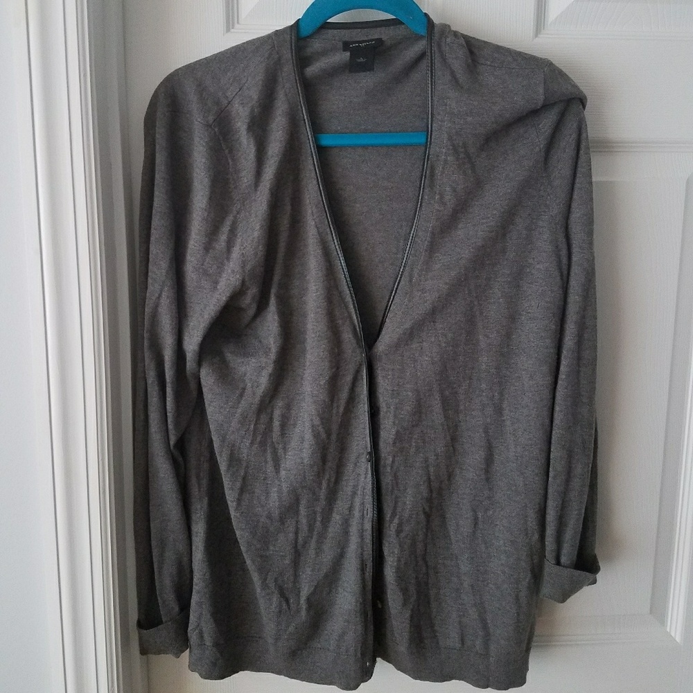 Ann Taylor Leather Trimmed Sweater