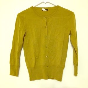 J. Crew Green Merino Wool Cardigan Sweater XS
