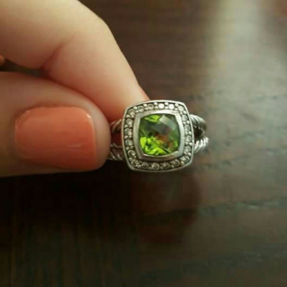 David Yurman Diamond and Peridot ring