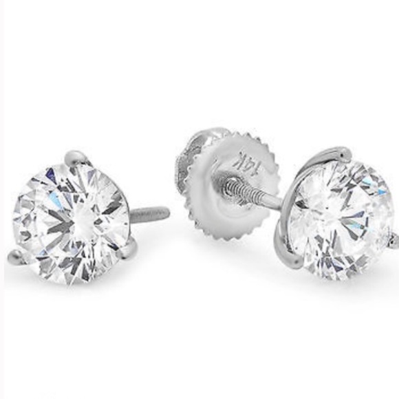 3.0CT Simulated Diamond 14K Gold Martini Studs - Picture 3 of 8