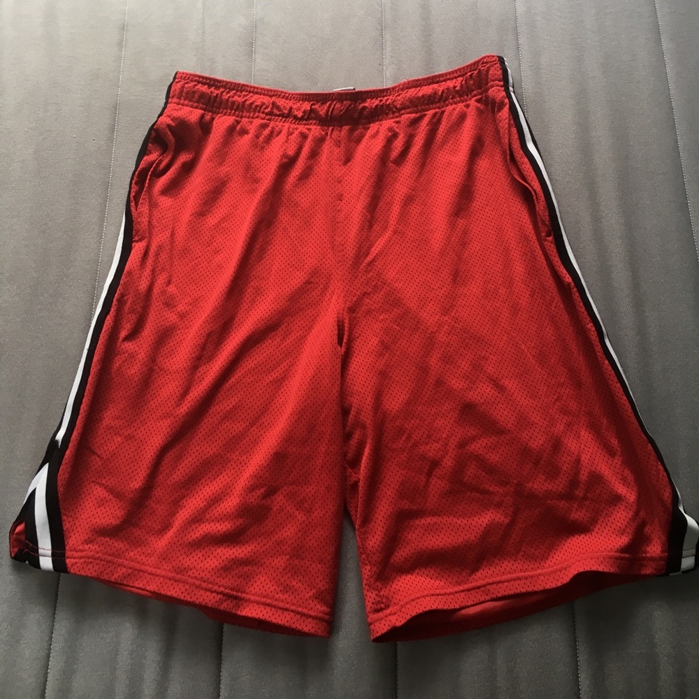 Red athletic shorts