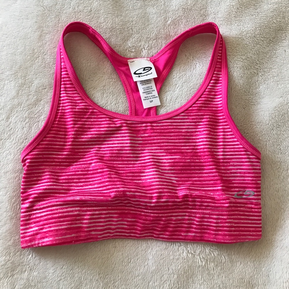 Champion NWOT Pink Striped Sports Bra