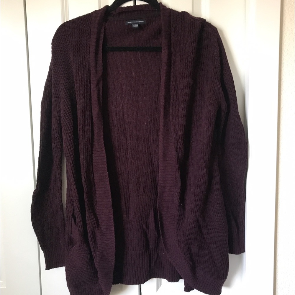 Burgundy Knit Cardigan Sweater