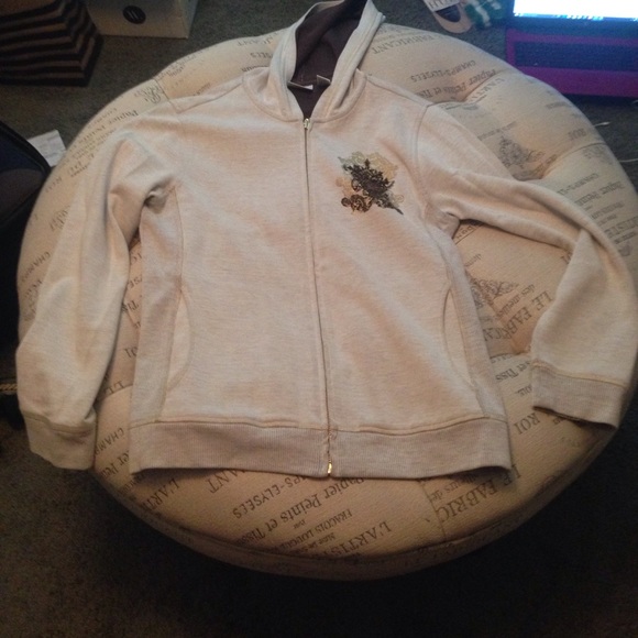 Chico's beige zip up hoodie size Chico's 1 - Picture 1 of 4