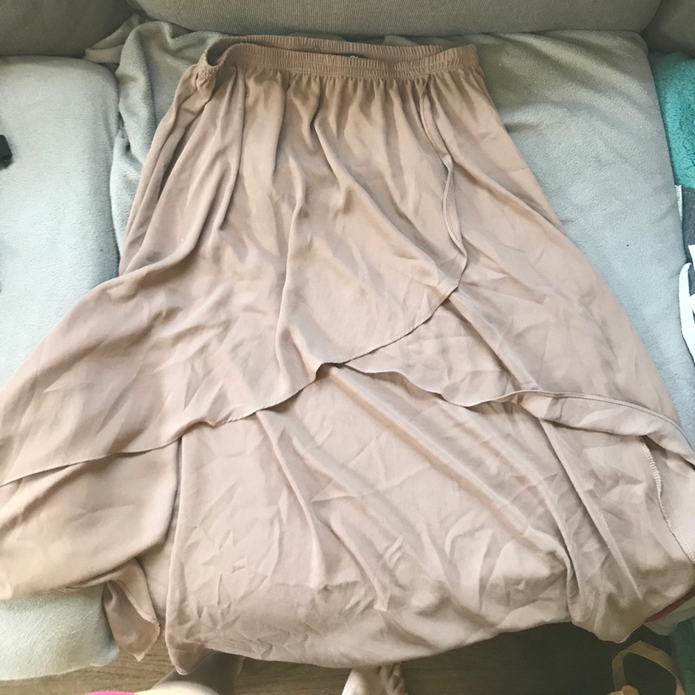 Tan high low skirt size M