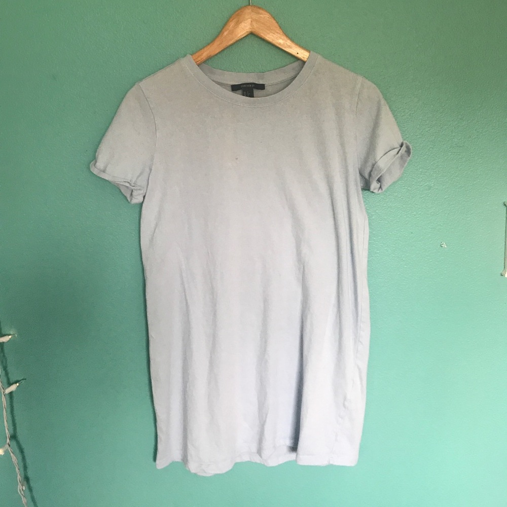 Pastel blue soft t shirt dress