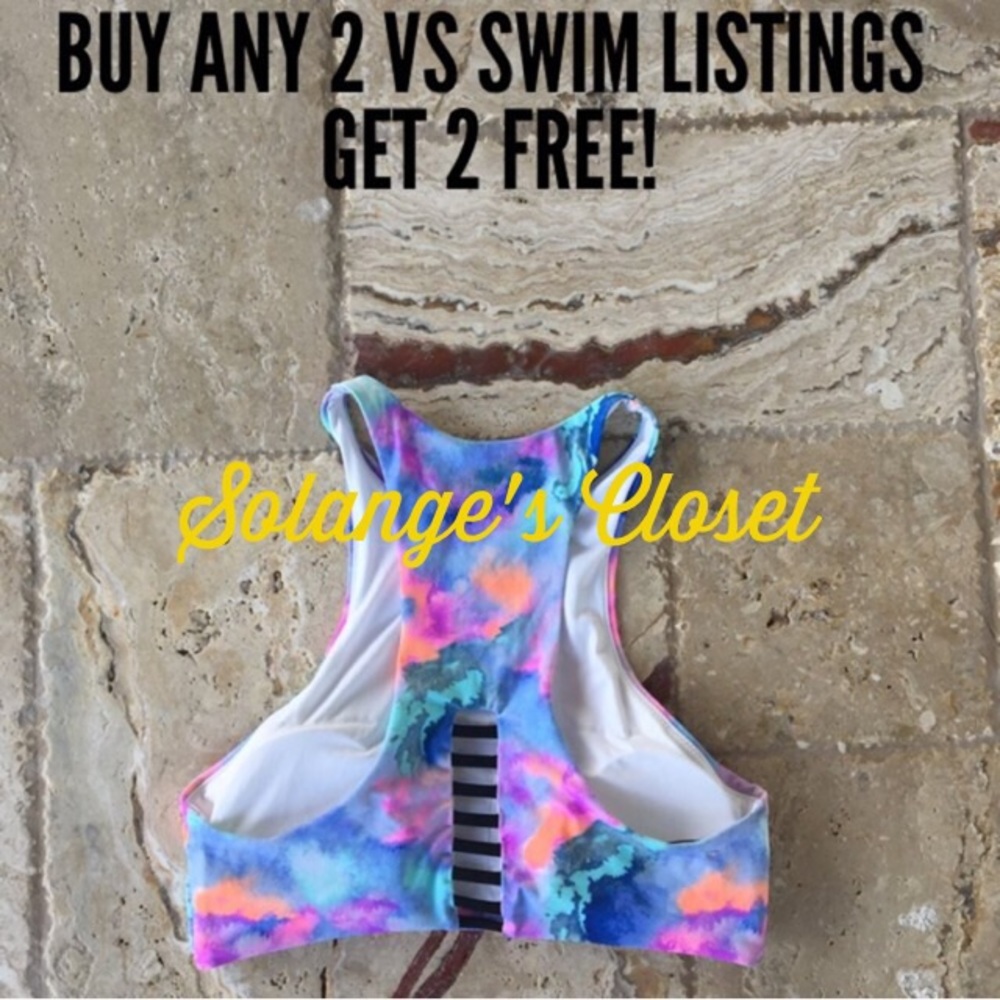 RARE & HTF VS BIKINI TOP L(A-C) WATERCOLOR PASTEL - Picture 2 of 7