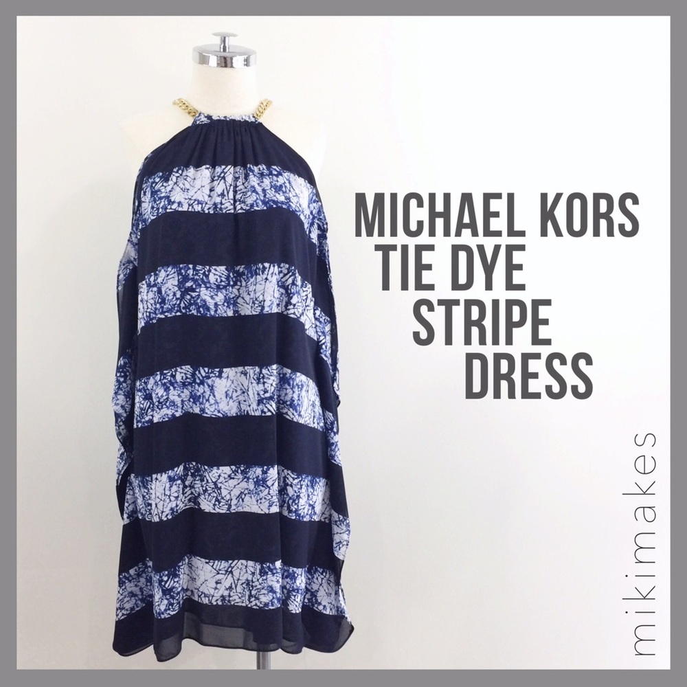 [ michael kors ] blue tie dye gold chain dress