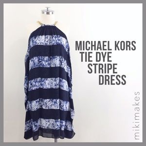[ michael kors ] blue tie dye gold chain dress