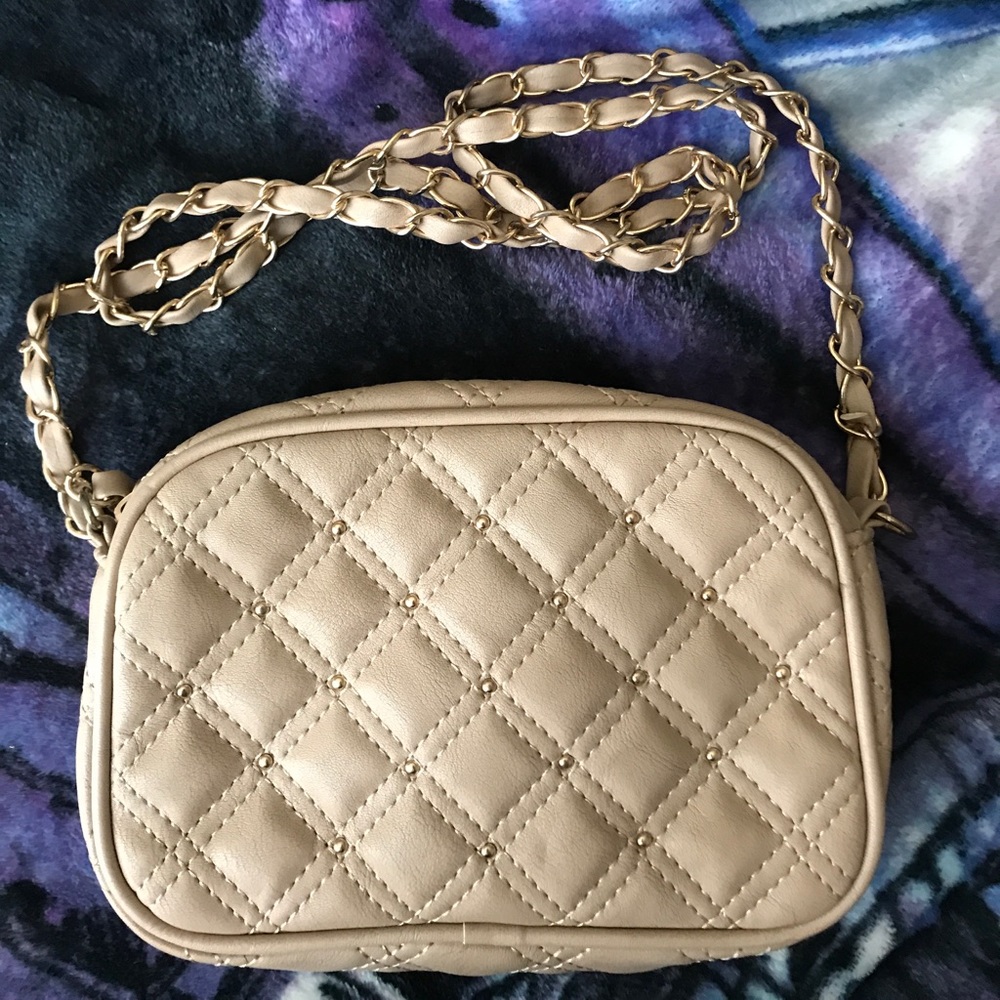 **FINAL PRICE** Beige colored bag with studs.