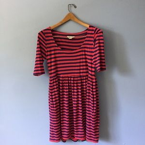 pink and blue striped dress