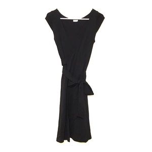 DVF Black Wool Back Wrap Dress Size 4