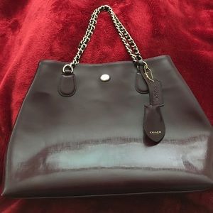 Coach handbag, burgundy w/gold hardware