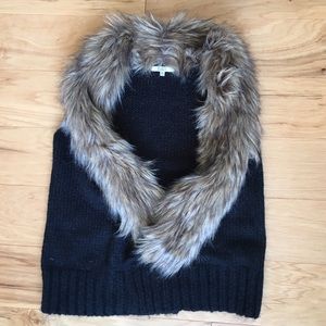 NEW BB Dakota Black Faux Fur Knit Vest size XS