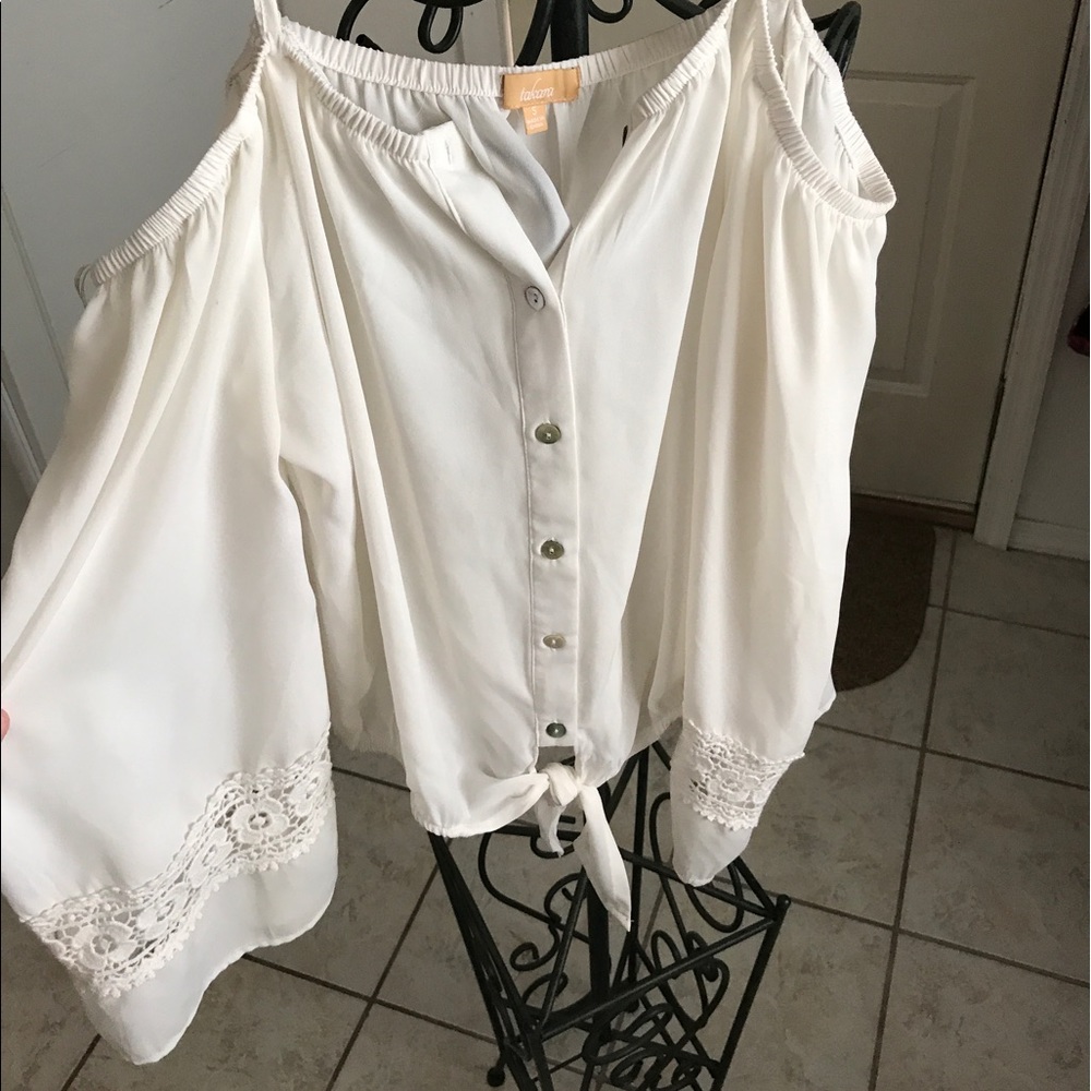 White off shoulder cropped blouse